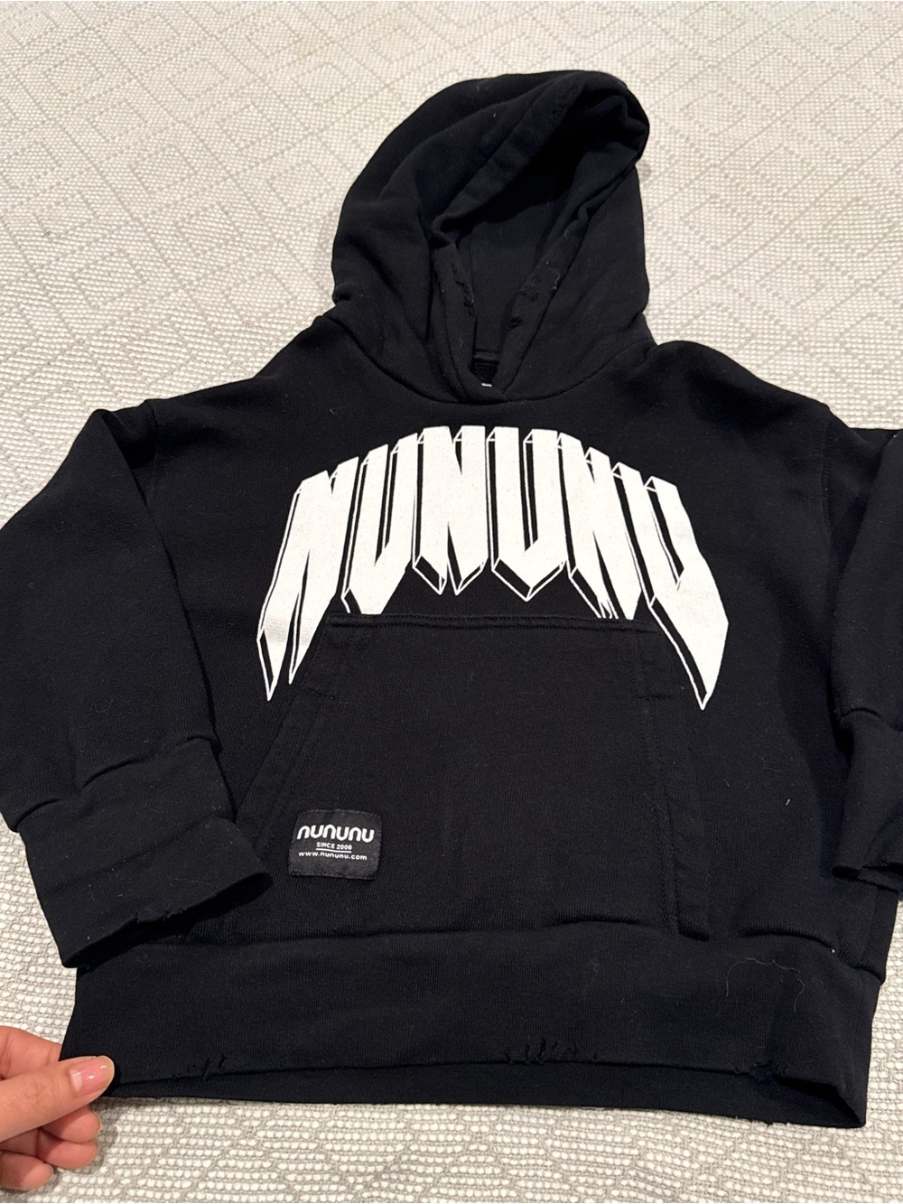 Nununu Black Graphic Hoodie Sweater